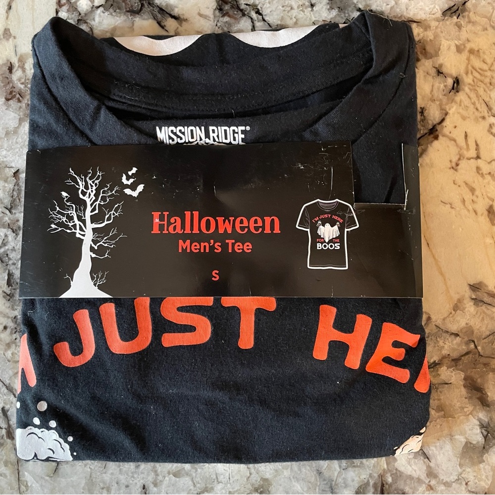 Men's Small Black Halloween Tee T-Shirt I'm Just Here For The Boos NEW